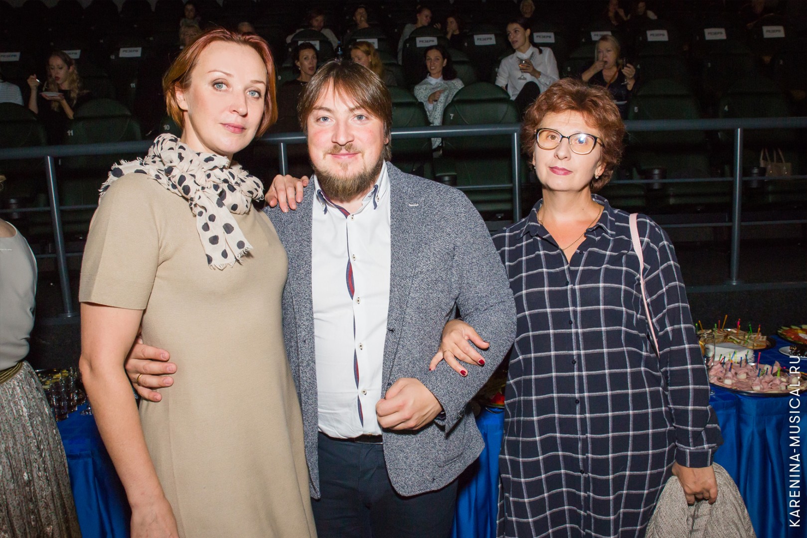 Ирина Корнеева (хореограф-постановщик мюзикла «Анна Каренина»), Константин Хватынец (музыкальный руководитель Презентация киноверсии мюзикла «Анна Каренина» и Ольга Толоконникова (ассистент режиссера, педагог по вокалу)